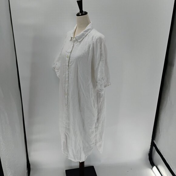 J.Crew White button down shirt dress 100% linen plus size oversized with pockets - Picture 4 of 15